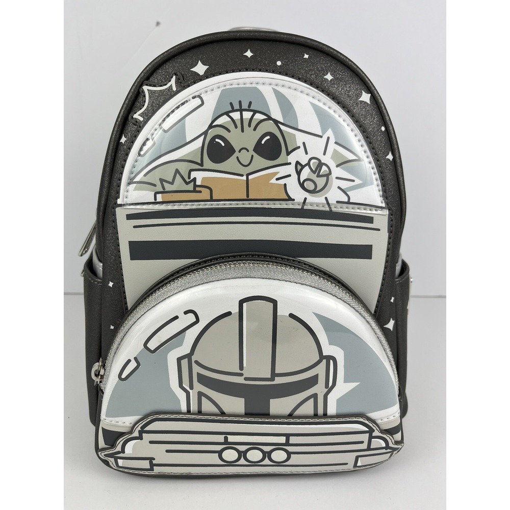 NWT DISNEY WORLD PARKS LOUNGEFLY BACKPACK MANDALORIAN GROGU STARWARS GLOW A60 - Picture 2 of 9
